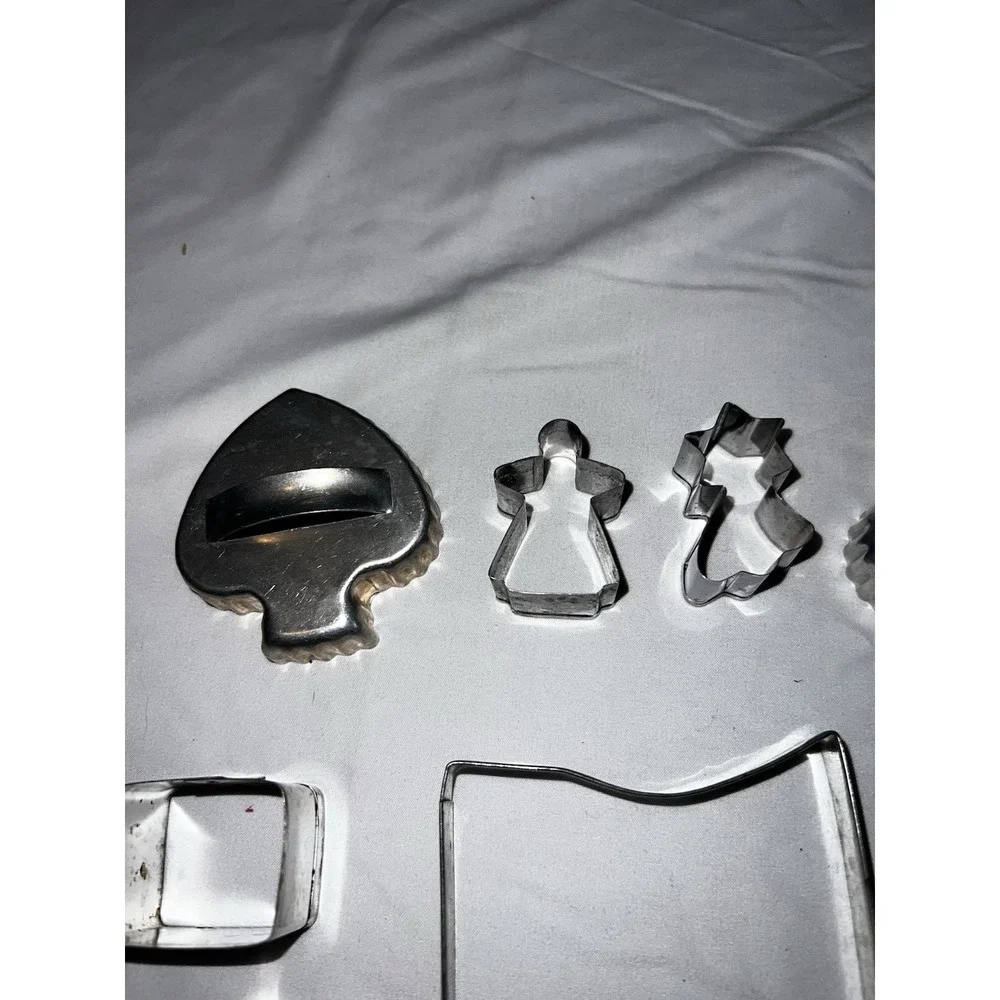 VTG‎ Aluminum Cookie Cutter Lot 9pc Ohio State Teddy Bear Spade Club Dog Heart